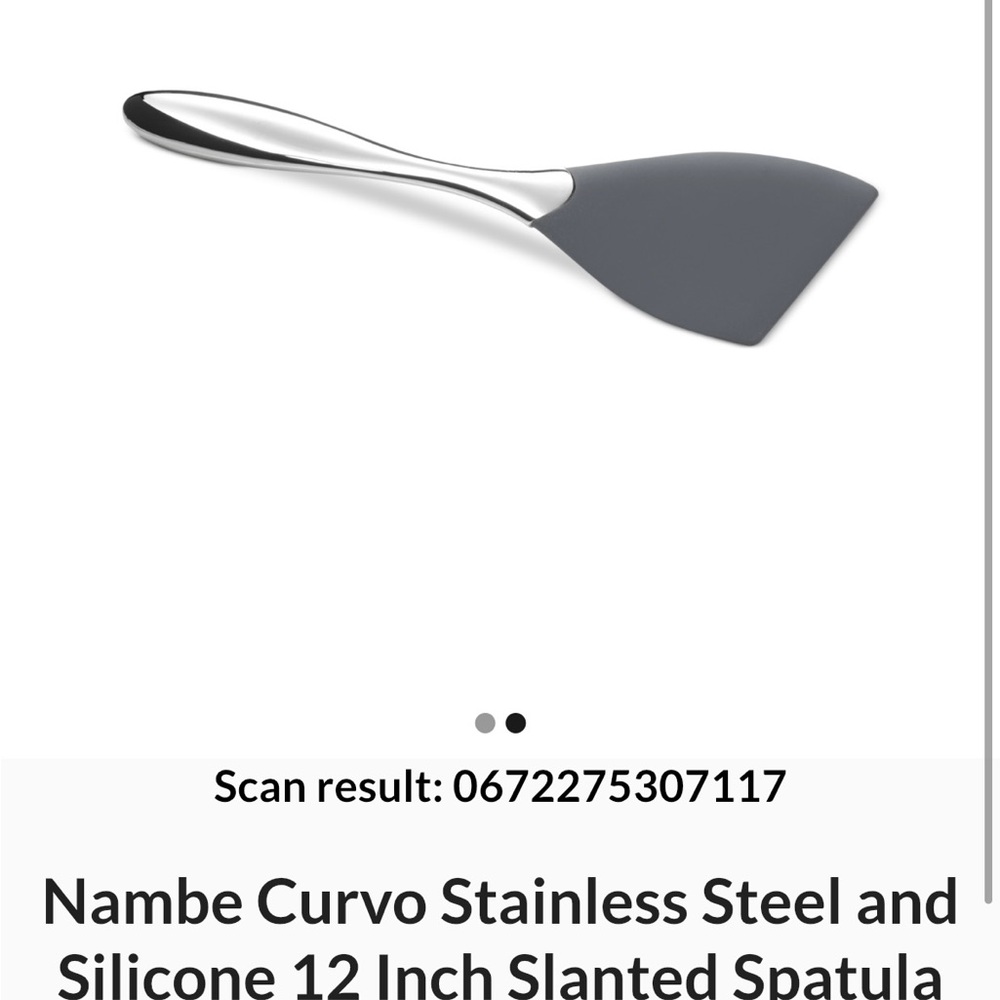 Nambe Curvo Stainless Steel and Black Silicone Spatula